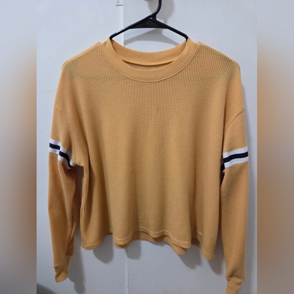 Hollister Sweaters - Hollister Womens Yellow Boyfriend Tee Thermal Long Sleeve Size Extra Small